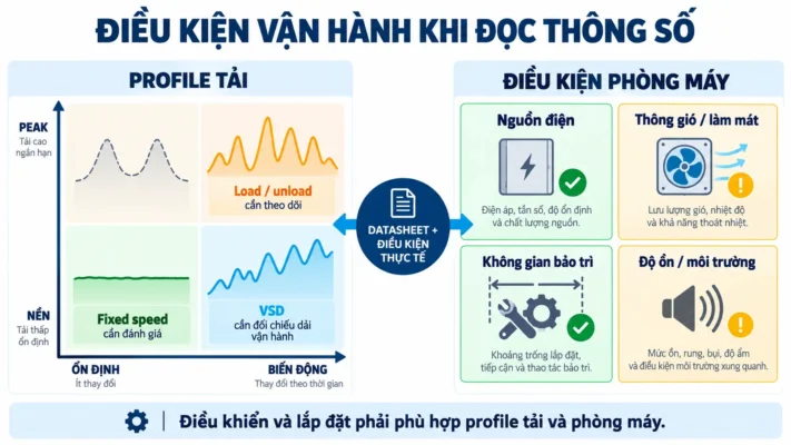 Thông số kỹ thuật máy nén khí: Cách đọc đúng trước khi chọn máy 4 Ma trận điều khiển và điều kiện lắp đặt máy nén khí công nghiệp